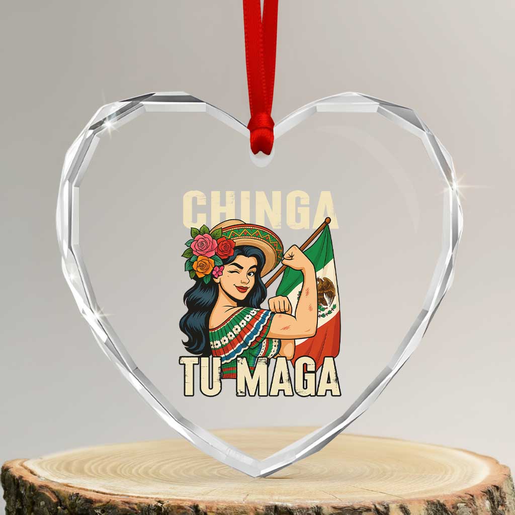 Chinga Tu Maga Protest Heart Crystal Glass Ornament Funny Mexican Women TS14 Transparent Glass 3'' Heart Print Your Wear