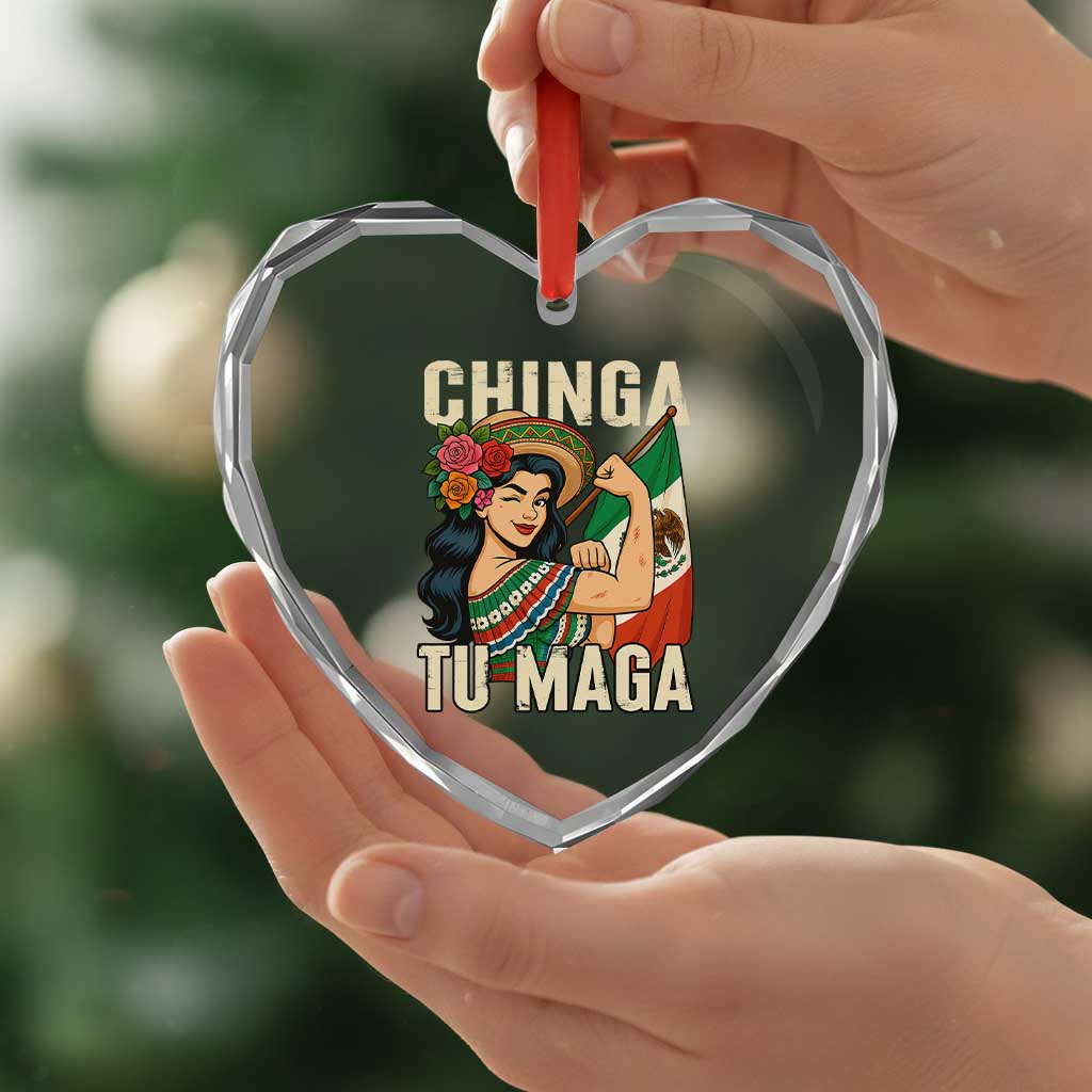 Chinga Tu Maga Protest Heart Crystal Glass Ornament Funny Mexican Women TS14 Print Your Wear