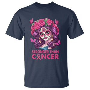 Chingona Breast Cancer Warrior T Shirt Mexican Pink Ribbon Stronger Than Breast Cancer TS02 Navy Printyourwear