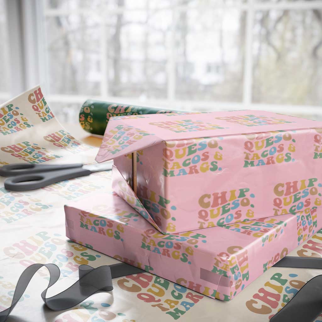 Chips Queso Tacos & Margs Wrapping Paper Roll Cinco De Mayo Mexican Food Margarita Lover TS14 Light Pink Print Your Wear