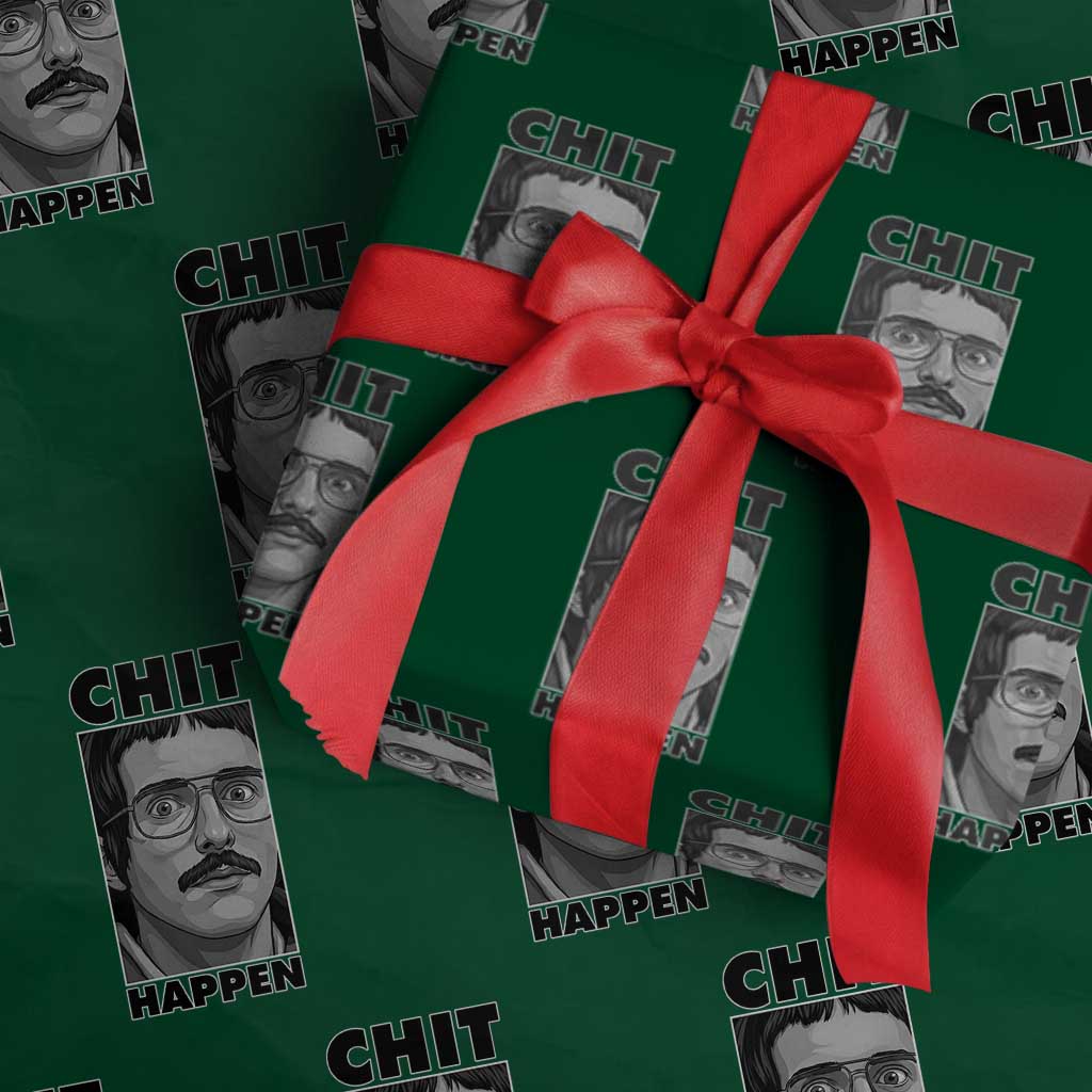Chit Happens Meme Wrapping Paper Roll Funny Weird Guy Meme Unhinged Humor Energy TS02 Green Print Your Wear