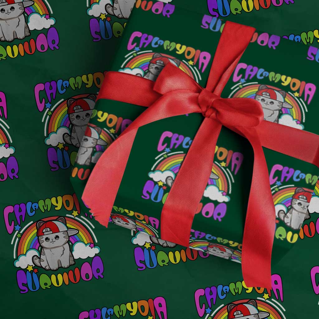 Chlamydia Survivor Cat Meme Wrapping Paper Roll Funny Y2K Inappropriate Humor TS02 Green Print Your Wear