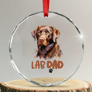 Chocolate Labrador Retriever Dad Crystal Glass Ornament Dog Lover Gift TS12 Transparent Glass 3'' Circle Print Your Wear