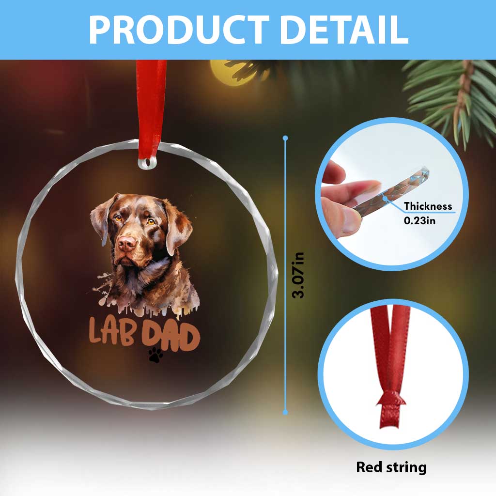 Chocolate Labrador Retriever Dad Crystal Glass Ornament Dog Lover Gift TS12 Print Your Wear