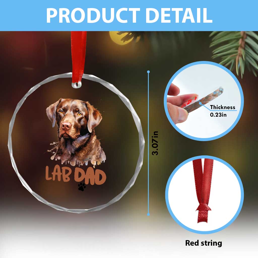 Chocolate Labrador Retriever Dad Crystal Glass Ornament Dog Lover Gift TS12 Print Your Wear