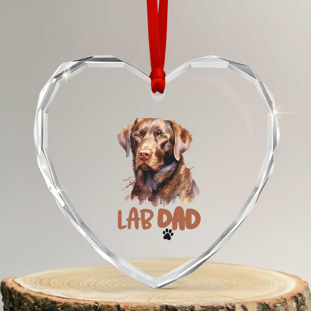 Chocolate Labrador Retriever Dad Heart Crystal Glass Ornament Dog Lover Gift TS12 Transparent Glass 3'' Heart Print Your Wear