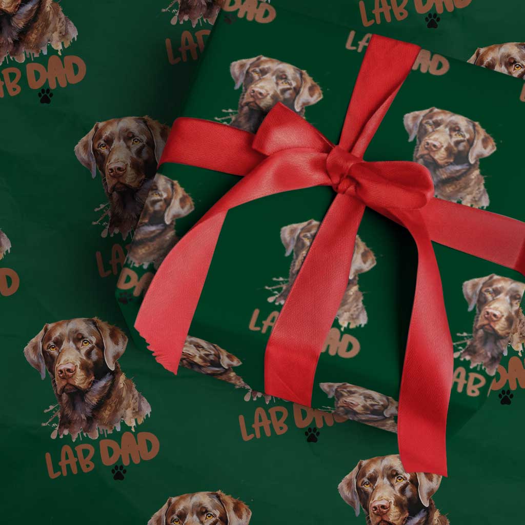 Chocolate Labrador Retriever Dad Wrapping Paper Roll Dog Lover Gift TS12 Green Print Your Wear