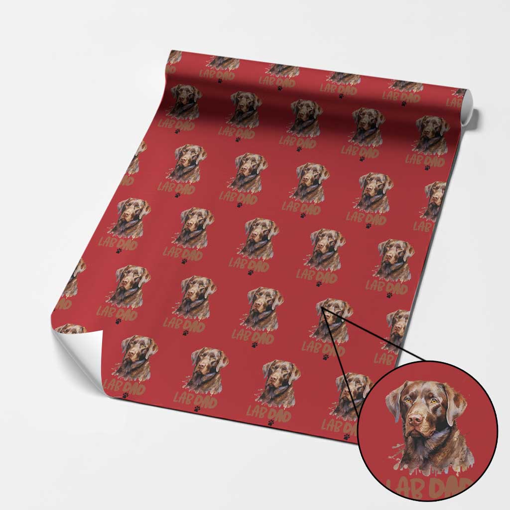 Chocolate Labrador Retriever Dad Wrapping Paper Roll Dog Lover Gift TS12 Red Print Your Wear