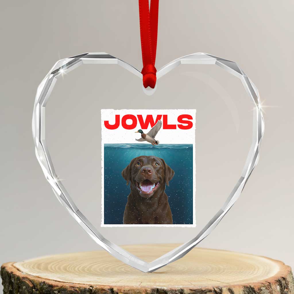Chocolate Labrador Retriever Heart Crystal Glass Ornament Funny Jowls Horror Dog Poster TS12 Transparent Glass 3'' Heart Print Your Wear