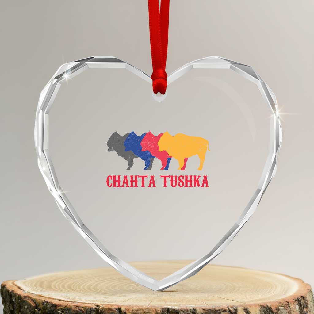 Choctaw Native American Chahta Tushka Heart Crystal Glass Ornament TS14 Transparent Glass 3'' Heart Print Your Wear