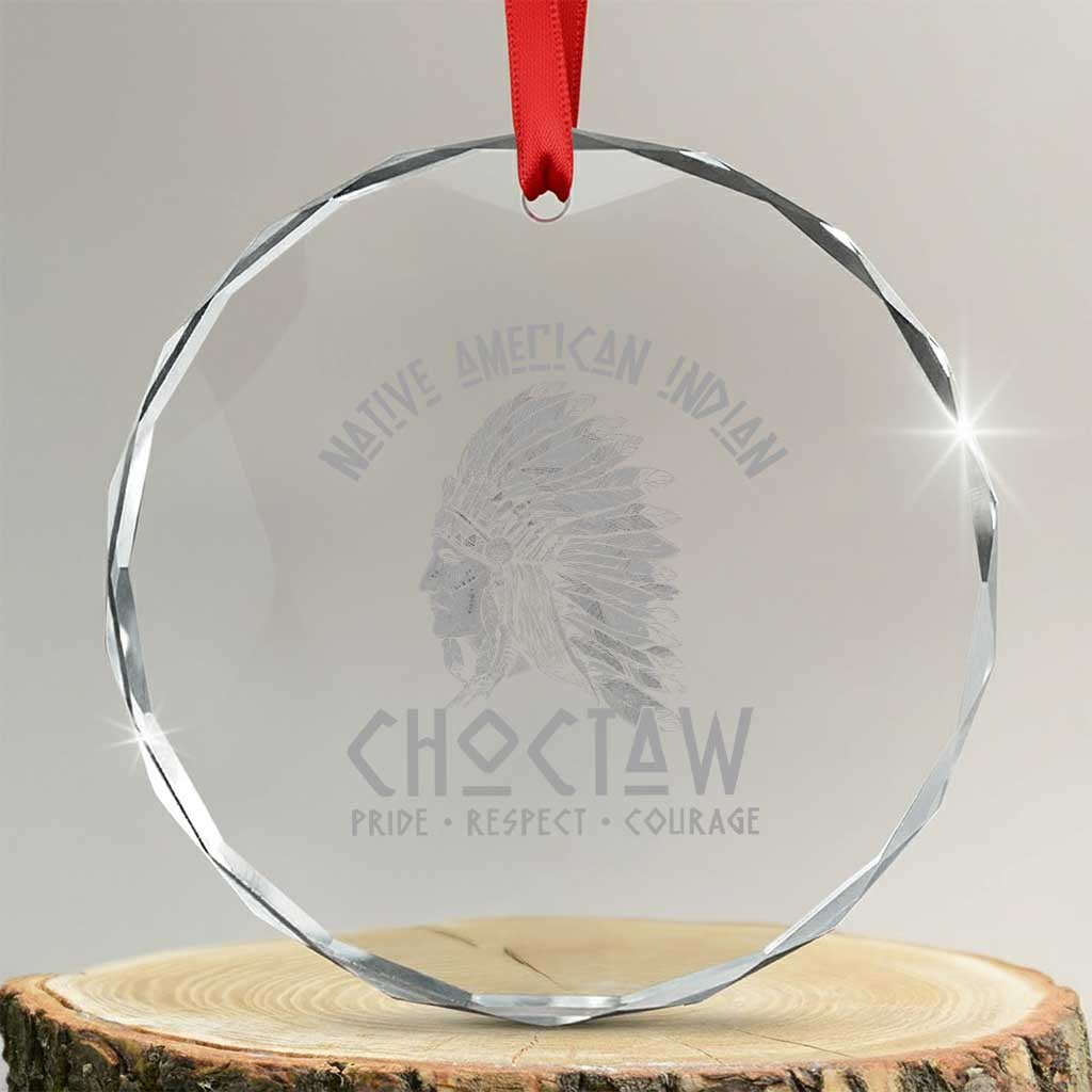 Choctaw Native American Indian Pride Indigenous Tribe Crystal Glass Ornament TS14 Transparent Glass 3'' Circle Print Your Wear