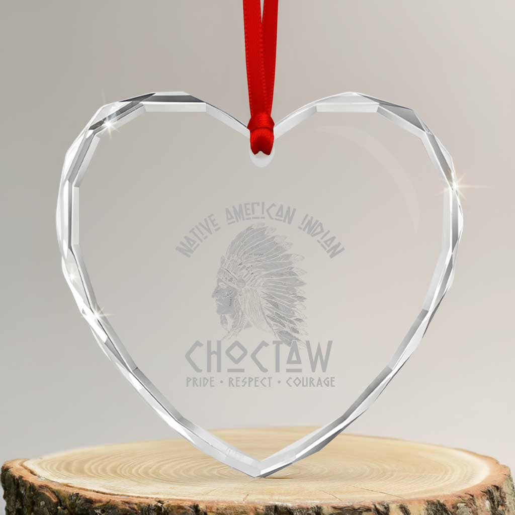 Choctaw Native American Indian Pride Indigenous Tribe Heart Crystal Glass Ornament