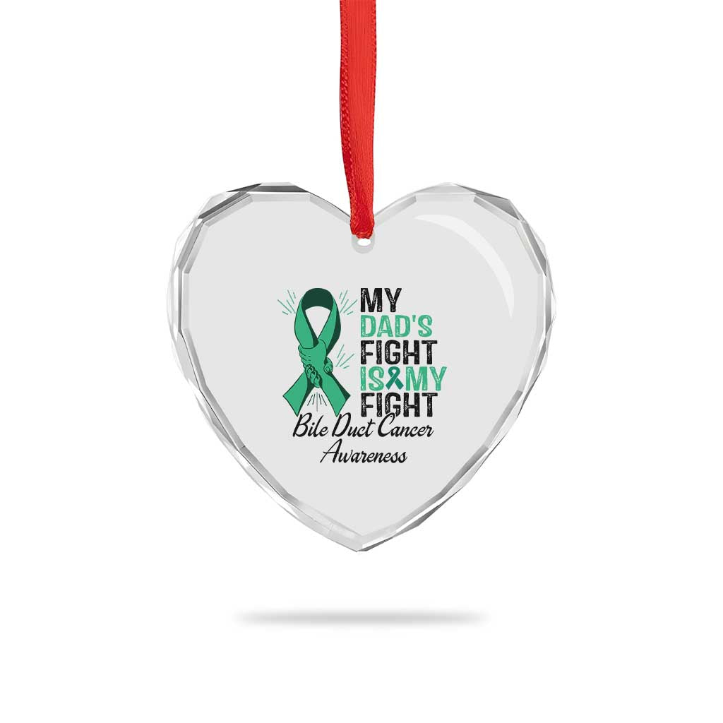 Cholangiocarcinoma Support Warrior Gift Heart Crystal Glass Ornament My Dad Fight My Fight