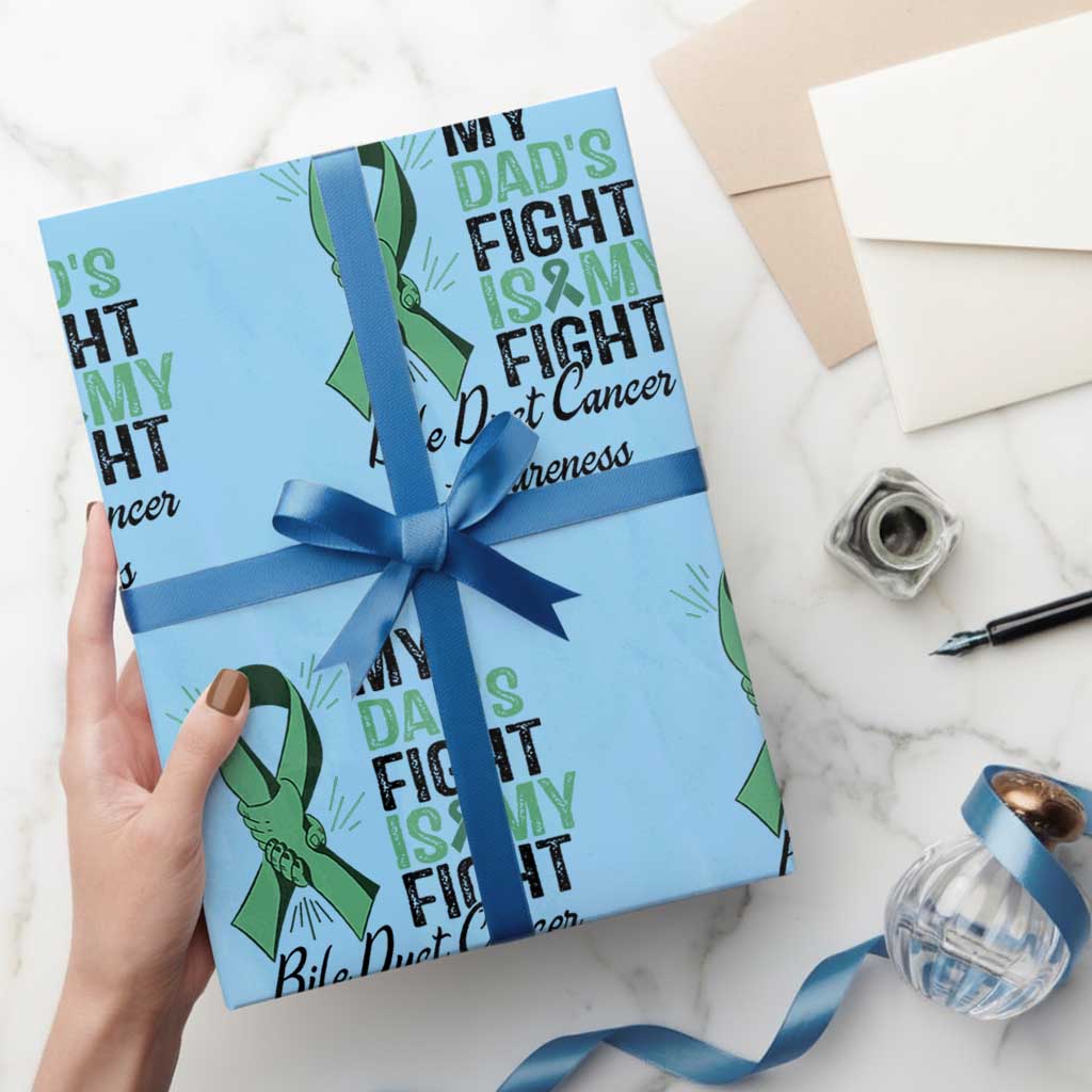 Cholangiocarcinoma Support Warrior Gift Wrapping Paper Roll My Dad Fight My Fight