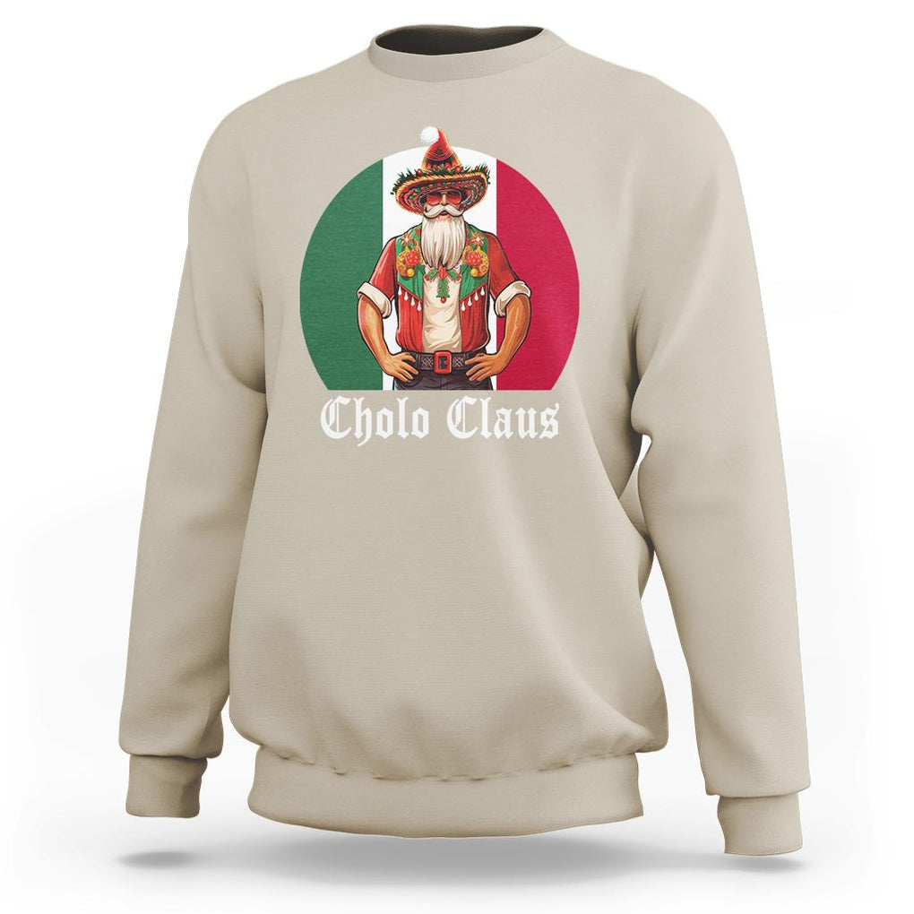 Cholo Claus Christmas Funny Mexican Santa Sombrero Feliz Navidad Sweatshirt TS09 Sand Printyourwear