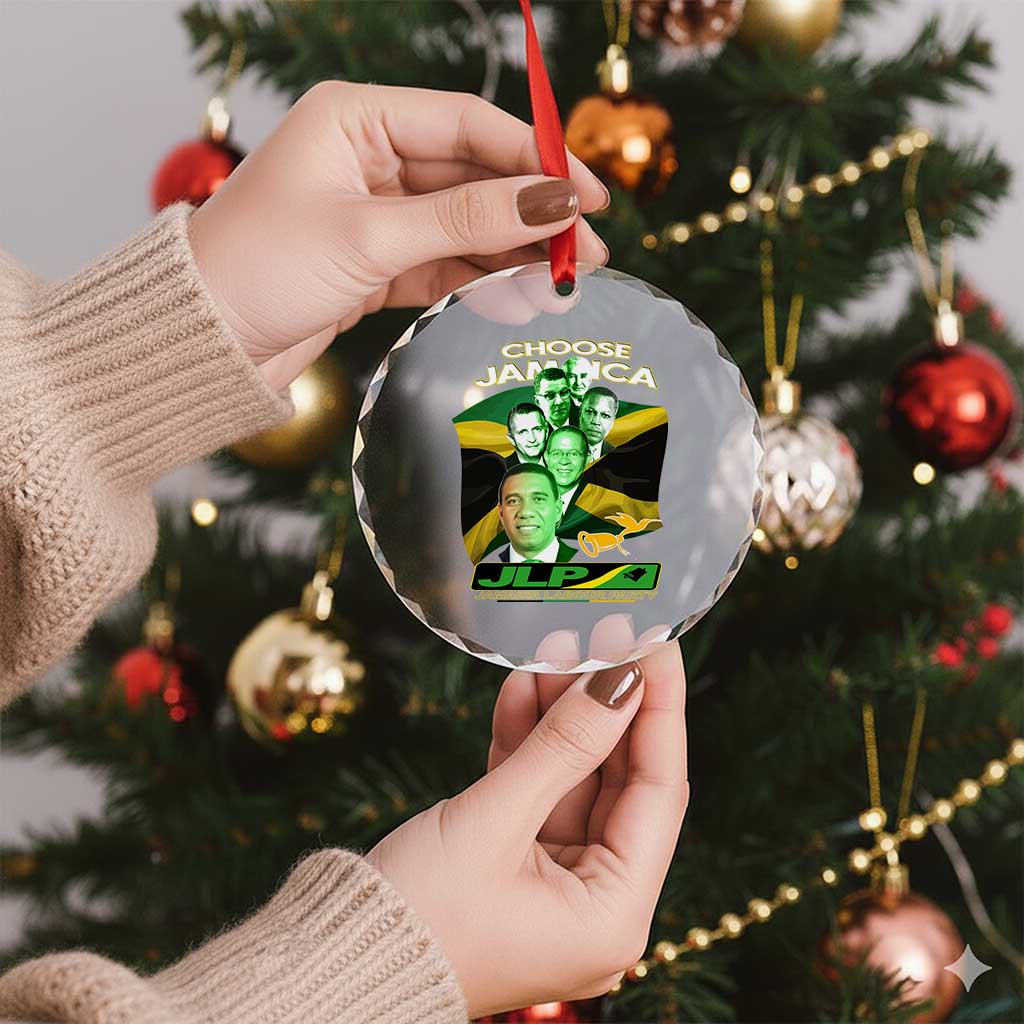 Choose Jamaica JLP Supporter Crystal Glass Ornament Patriotic Leaders Jamaica Jamaica Labor Party Politics TS02 Print Your Wear
