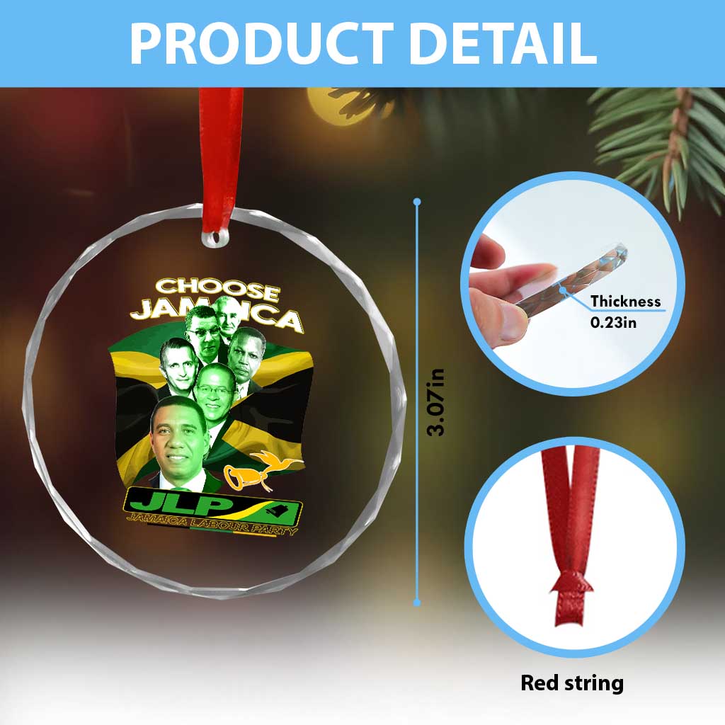 Choose Jamaica JLP Supporter Crystal Glass Ornament Patriotic Leaders Jamaica Jamaica Labor Party Politics TS02 Print Your Wear