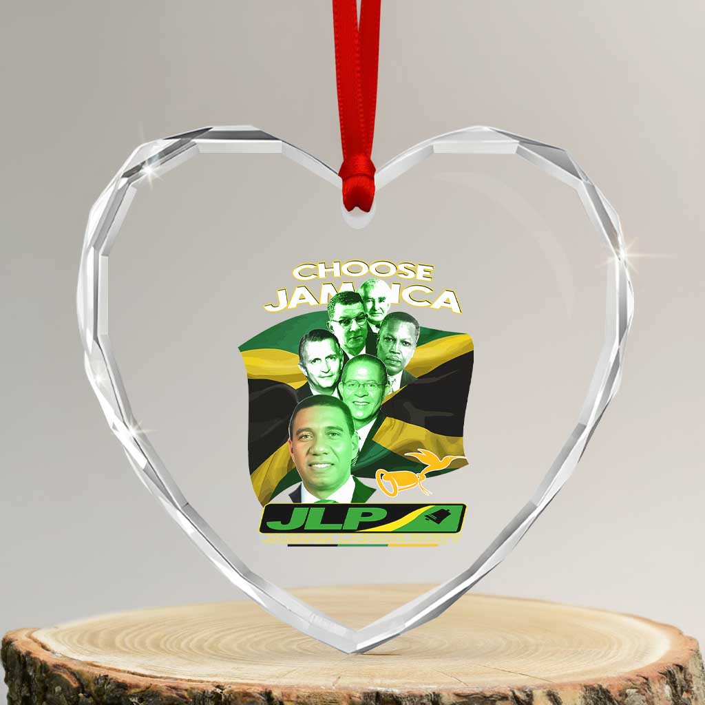 Choose Jamaica JLP Supporter Heart Crystal Glass Ornament Patriotic Leaders Jamaica Jamaica Labor Party Politics TS02 Transparent Glass 3'' Heart Print Your Wear