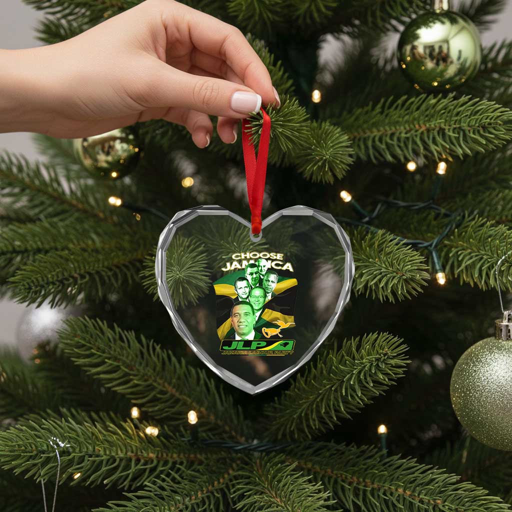 Choose Jamaica JLP Supporter Heart Crystal Glass Ornament Patriotic Leaders Jamaica Jamaica Labor Party Politics TS02 Print Your Wear