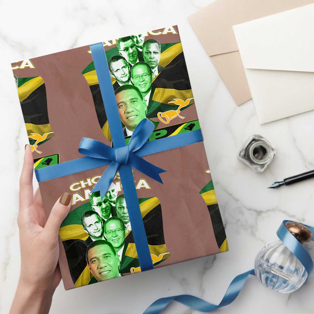 Choose Jamaica JLP Supporter Wrapping Paper Roll Patriotic Leaders Jamaica Jamaica Labor Party Politics TS02 Mocha Print Your Wear