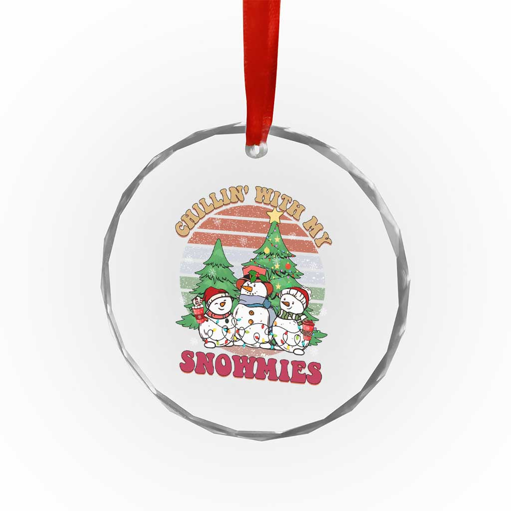 Chrismas Snowman Crystal Glass Ornament Chillin' With My Snowmies Retro Xmas Vibe TS02 Print Your Wear