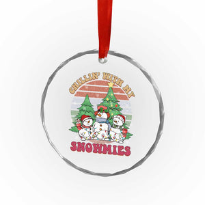 Chrismas Snowman Crystal Glass Ornament Chillin' With My Snowmies Retro Xmas Vibe TS02 Print Your Wear