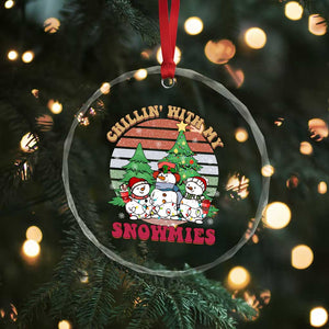 Chrismas Snowman Crystal Glass Ornament Chillin' With My Snowmies Retro Xmas Vibe TS02 Print Your Wear