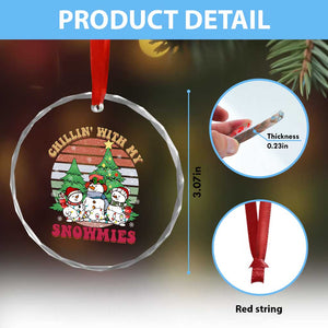Chrismas Snowman Crystal Glass Ornament Chillin' With My Snowmies Retro Xmas Vibe TS02 Print Your Wear