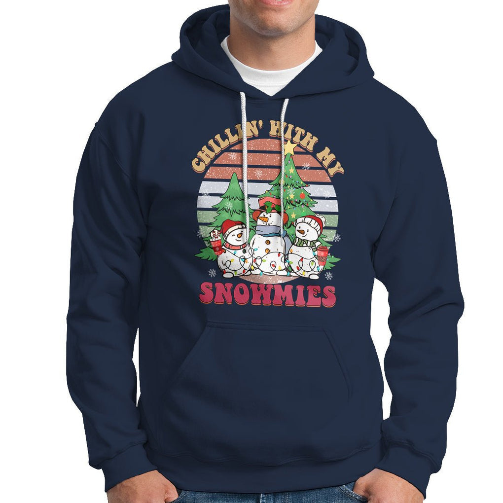 Chrismas Snowman Hoodie Chillin' With My Snowmies Retro Xmas Vibe TS02 Printyourwear