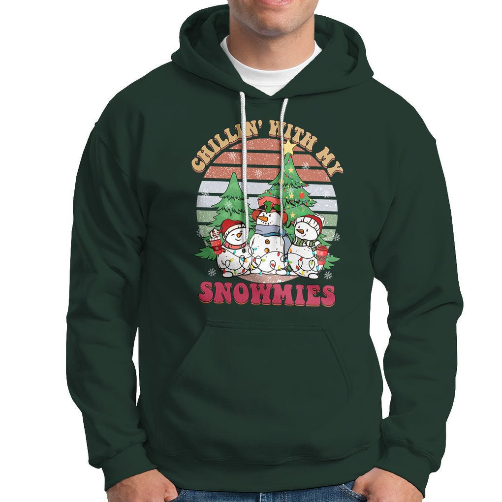 Chrismas Snowman Hoodie Chillin' With My Snowmies Retro Xmas Vibe TS02 Printyourwear
