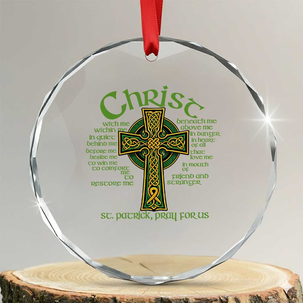Christ St Patrick Pray For Us Christian Catholic Religious Celtic Cross Crystal Glass Ornament TS11 Transparent Glass 3'' Circle Print Your Wear