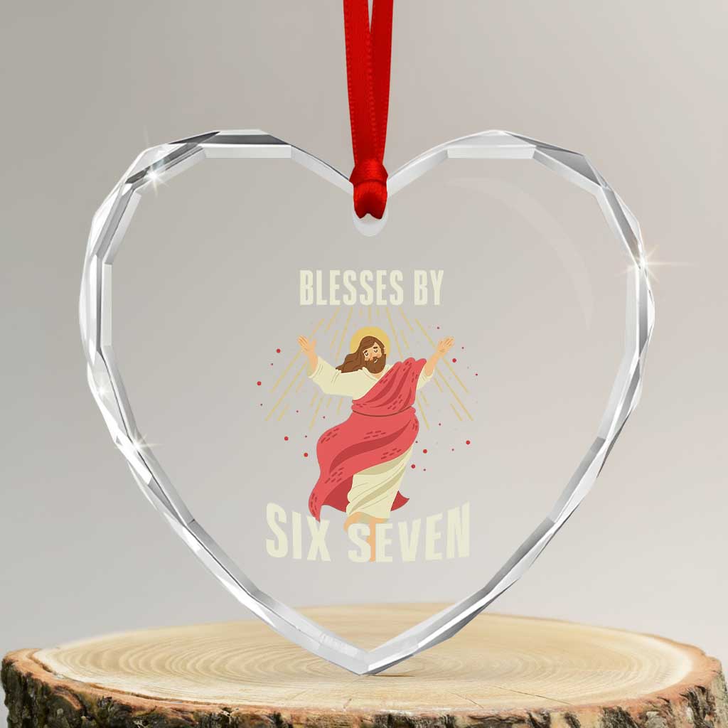 Christian 67 Meme Heart Crystal Glass Ornament Blesses By Six Seven Funny TS14 Transparent Glass 3'' Heart Print Your Wear
