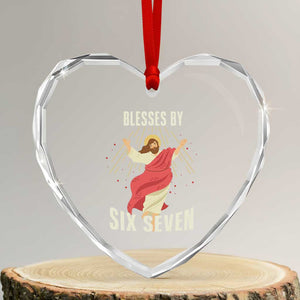Christian 67 Meme Heart Crystal Glass Ornament Blesses By Six Seven Funny TS14 Transparent Glass 3'' Heart Print Your Wear