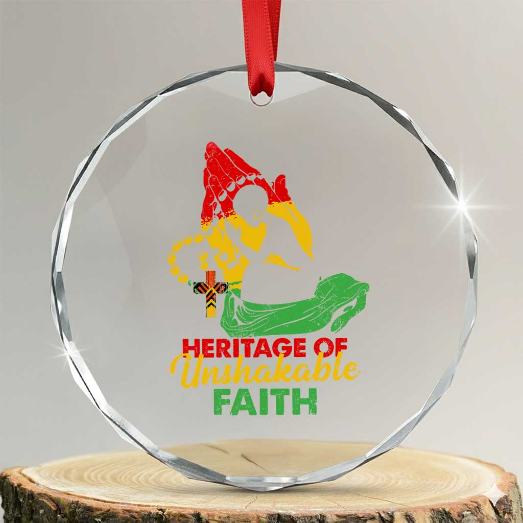 Christian African American Crystal Glass Ornament Heritage Of Unshakable Faith Black History Month TS11 Transparent Glass 3'' Circle Print Your Wear