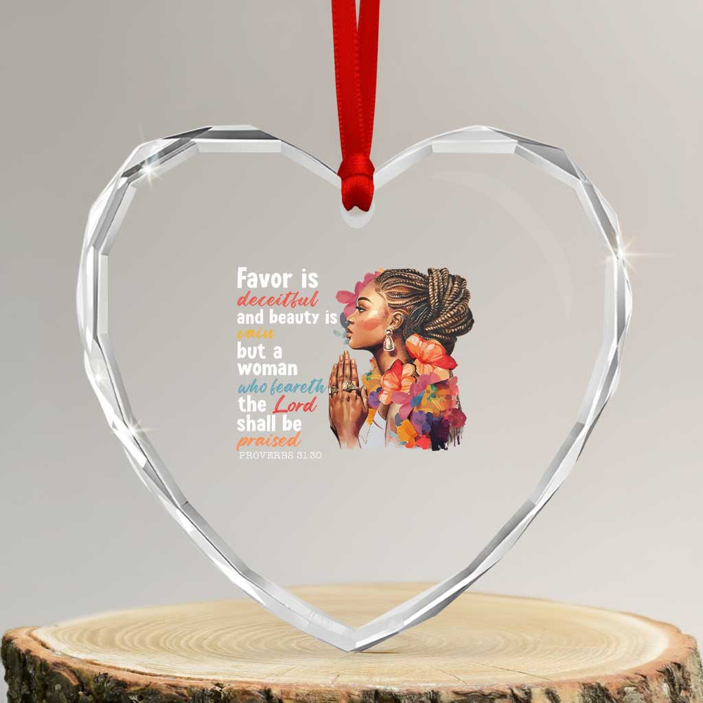 Christian African American Heart Crystal Glass Ornament Favor Is Deceitful And Beauty Is Vain TS11 Transparent Glass 3'' Heart Print Your Wear