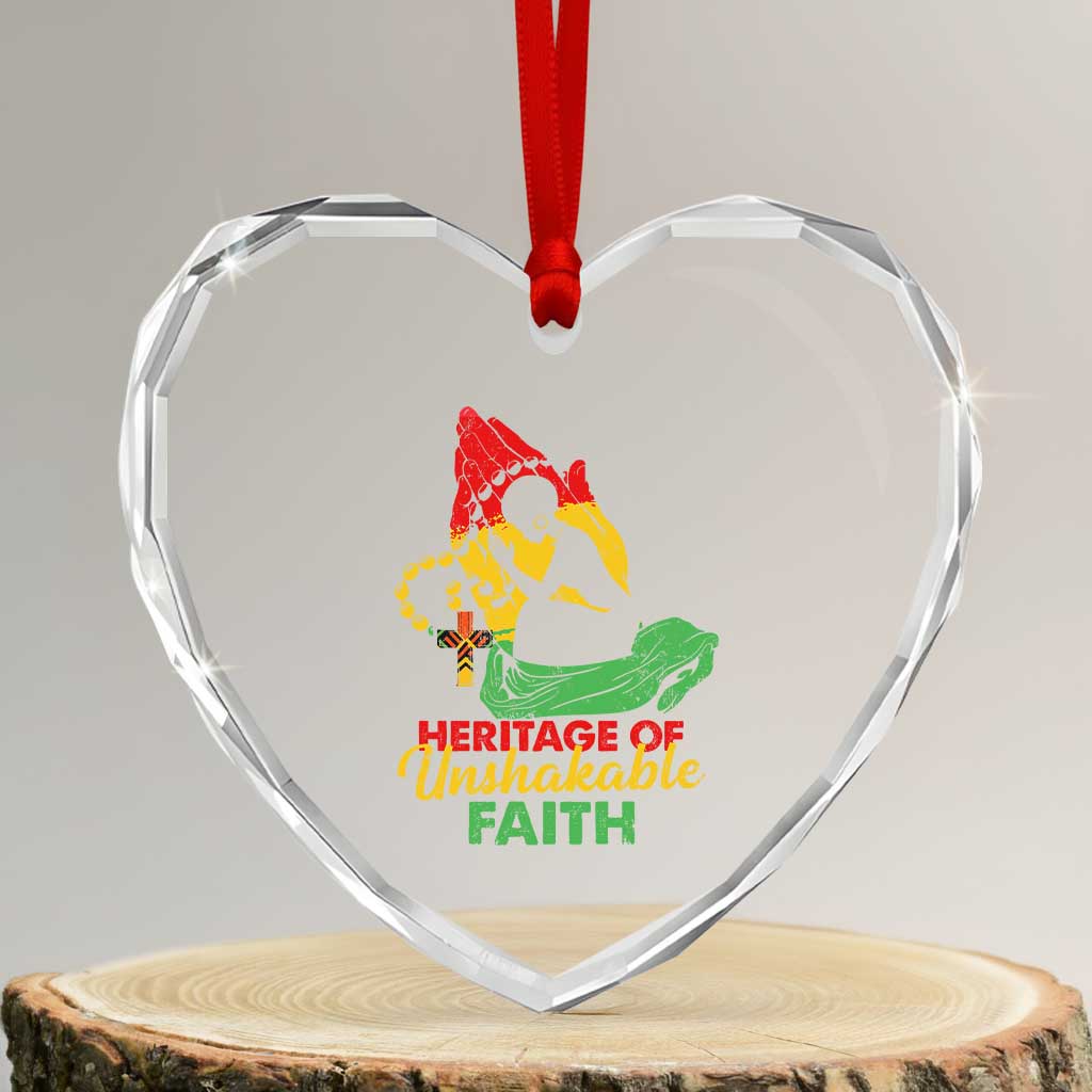 Christian African American Heart Crystal Glass Ornament Heritage Of Unshakable Faith Black History Month TS11 Transparent Glass 3'' Heart Print Your Wear