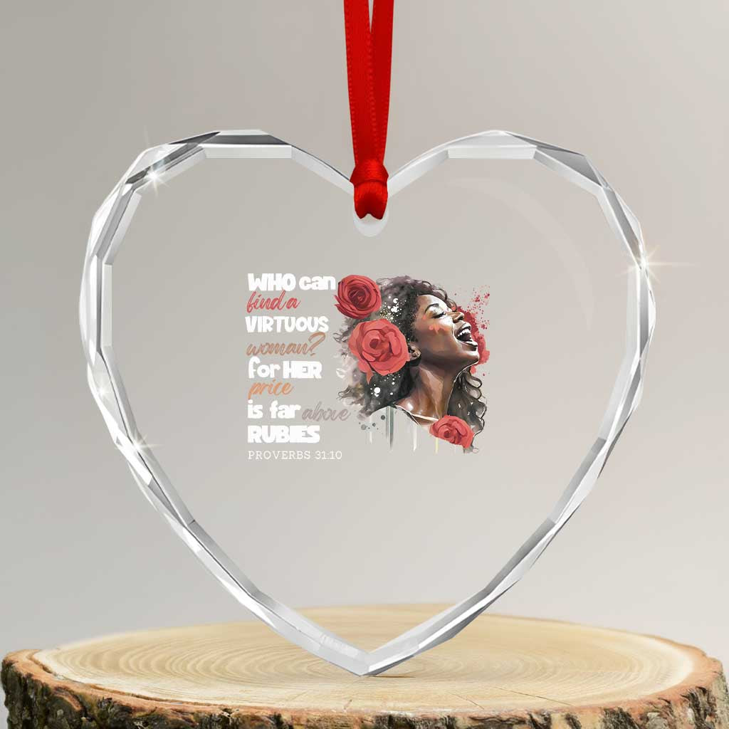 Christian African American Heart Crystal Glass Ornament Who Can Find A Virtuous Woman TS11 Transparent Glass 3'' Heart Print Your Wear