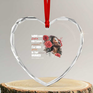 Christian African American Heart Crystal Glass Ornament Who Can Find A Virtuous Woman TS11 Transparent Glass 3'' Heart Print Your Wear
