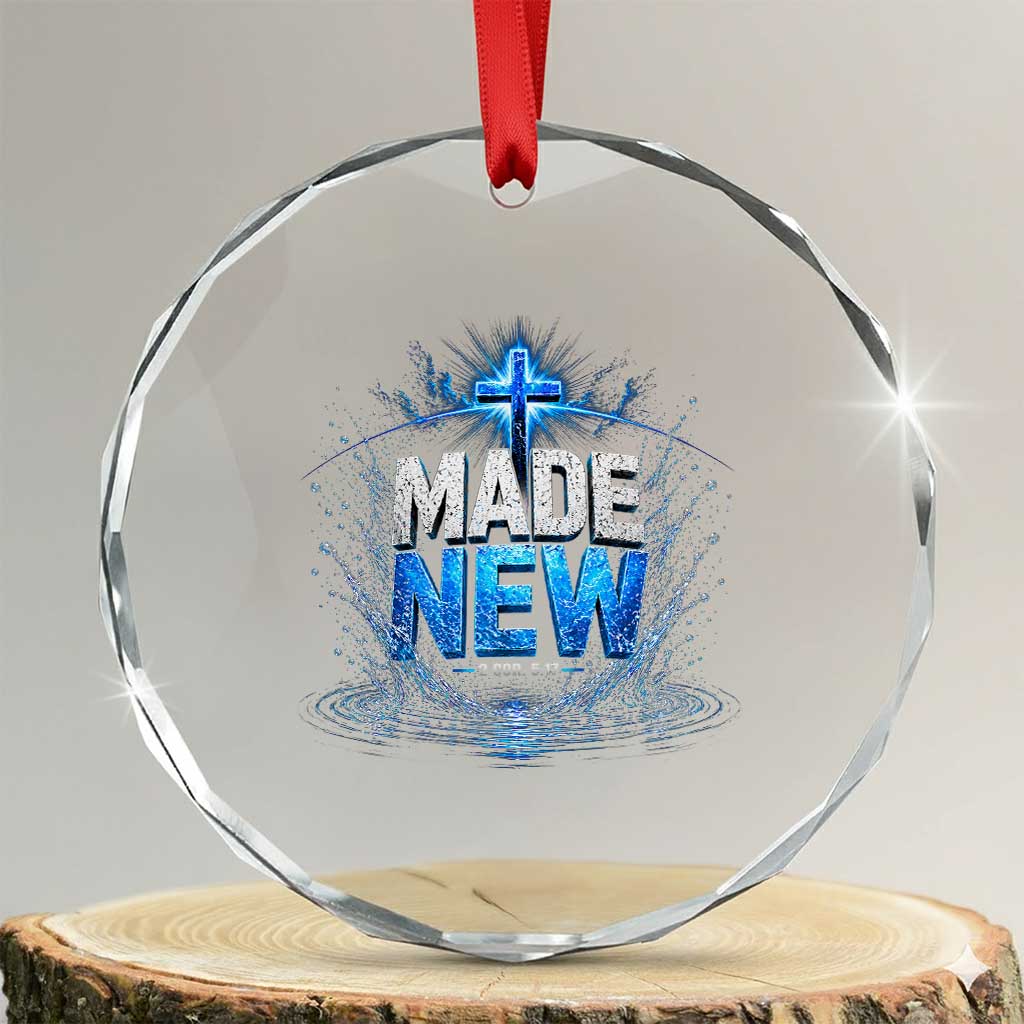 Christian Baptism Crystal Glass Ornament Made Water Bible Verse Baptized TS10 Transparent Glass 3'' Circle Print Your Wear