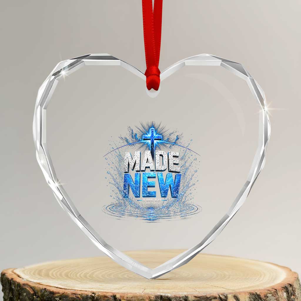 Christian Baptism Heart Crystal Glass Ornament Made Water Bible Verse Baptized TS10 Transparent Glass 3'' Heart Print Your Wear