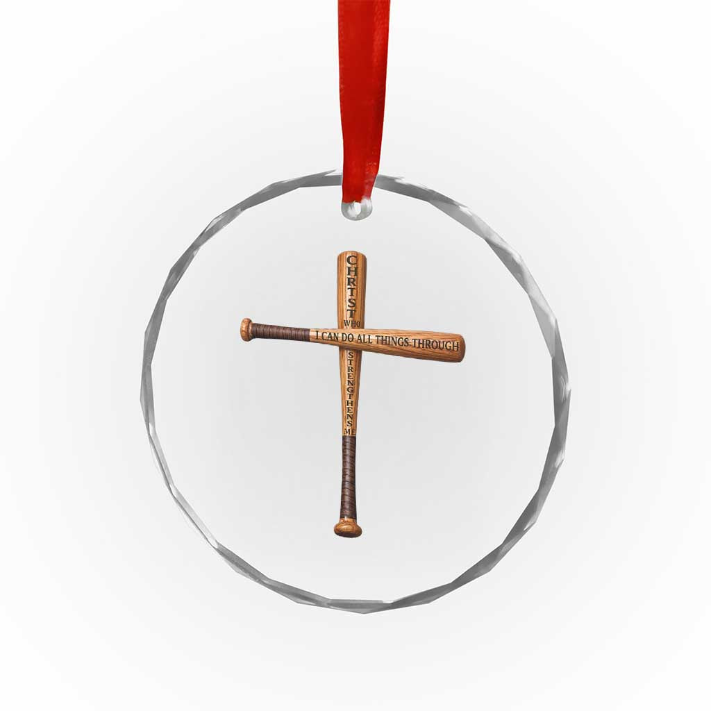 Christian Baseball Crystal Glass Ornament I Can Do All Things Through Christ Who Strengthens Me TS11 Print Your Wear