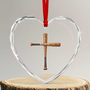 Christian Baseball Heart Crystal Glass Ornament I Can Do All Things Through Christ Who Strengthens Me TS11 Transparent Glass 3'' Heart Print Your Wear