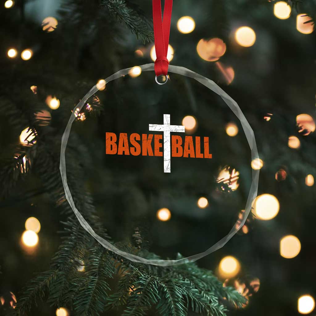 Christian Basketball Cross Crystal Glass Ornament Retro Vintage Minimal Religious Faith TS10 Print Your Wear