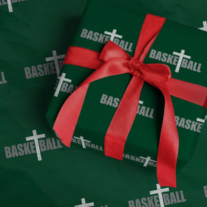Christian Basketball Cross Wrapping Paper Roll Vintage Minimal Religious Faith TS10 Green Print Your Wear