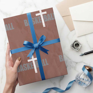 Christian Basketball Cross Wrapping Paper Roll Vintage Minimal Religious Faith TS10 Mocha Print Your Wear