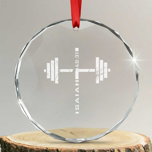 Christian Bible Gym Crystal Glass Ornament Jesus Weightlifter Workout Faith Isaiah 40 31 TS11 Transparent Glass 3'' Circle Print Your Wear