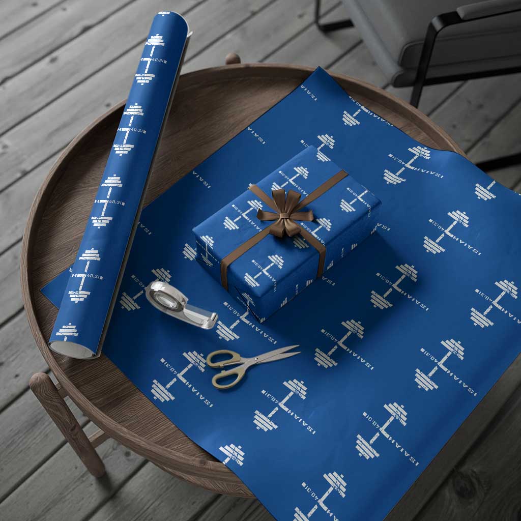 Christian Bible Gym Wrapping Paper Roll Jesus Weightlifter Workout Faith Isaiah 40 31 TS11 Blue Print Your Wear