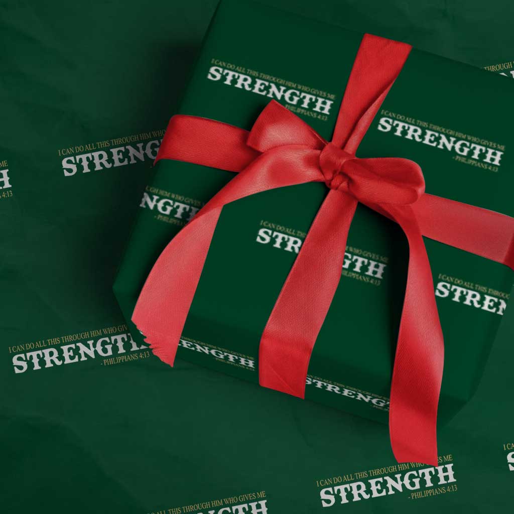 Christian Bible Wrapping Paper Roll Philippians 4:13 Motivational Quote Inspirational Bible Verses TS10 Green Print Your Wear