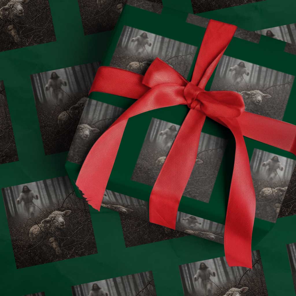Christian Biblical Parable Of Lost Sheep Scene Wrapping Paper Roll Funny Photo TS11 Green Print Your Wear