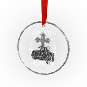 Christian Biker Crystal Glass Ornament Ride With Jesus Religious Faith Motorcycle Rider TS11 Print Your Wear